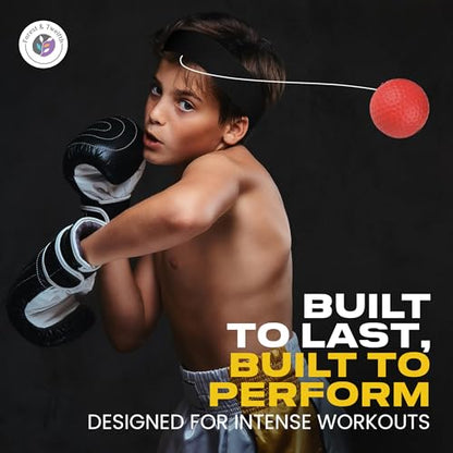 Boxing Reflex Ball Set of 3- Complete Boxing Trainer Ball Set with Elastic Headband, Strings, Storage Bag and Instructions- Easy to Carry Boxing Ball Headband to Improve Hand Eye Coordination & Speed