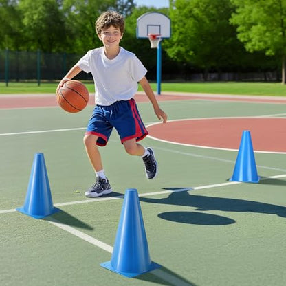 24pcs Cones 9 Inch Soccer Cones and Plastic Traffic Cones, Durable Cones for Sports Training, Ideal for Soccer, Basketball, Football, Skating, and Agility Drills Practice