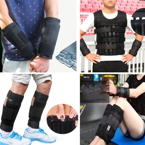 Weighted Vest Plates 10Pcs Set with Leg Guards - Adjustable Alloy Steel Blocks for Cardio Workouts- Small