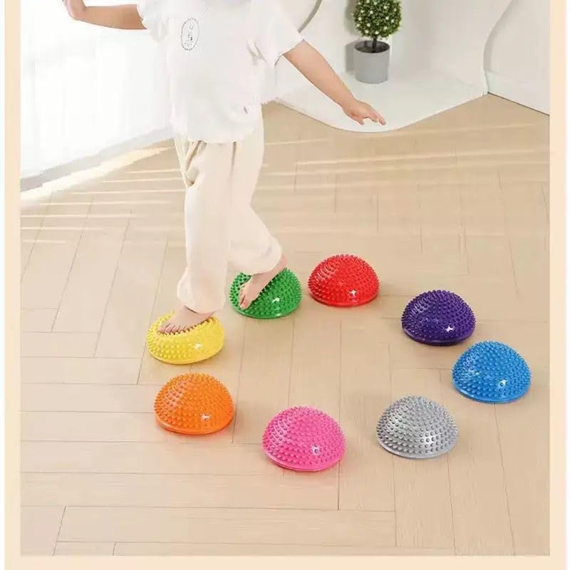Mini Half Balance Ball - PVC Half-Dome Stability Pod with Textured Surface - Compact Balance Trainer for Foot Massage, Core, Yoga & Home Workouts | Pack of 8