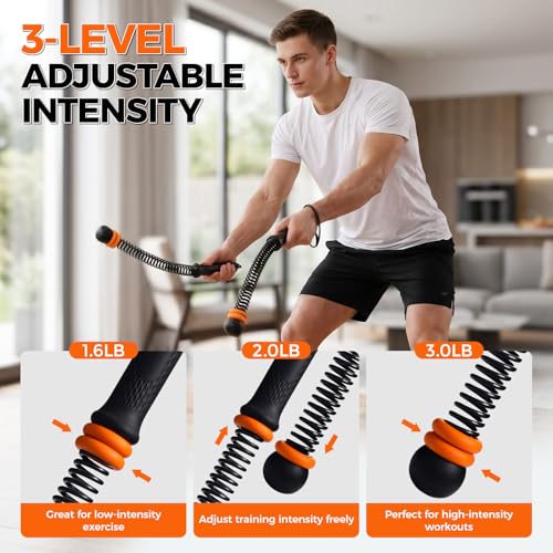 Weighted Ropeless Battle Ropes, 1.6-3lbs Adjustable Resistance Cordless Battle Ropes with Storage Bag & Poster, Portable Home Gym Workout Ropes for HIIT & Strength Training
