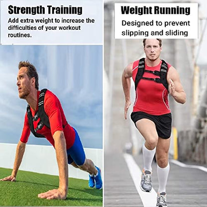 Weighted Vest for Men Women, 12 16 20 25 30 Lbs Weights Included, Workout Equipment Strength Training Weight Vest for Training Workout, Jogging, Cardio, Walking