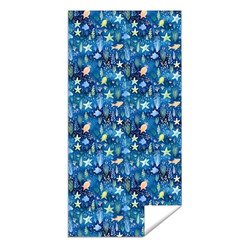 Microfiber Beach Towel Sand Free Quick Dry Oversized Lightweight Nautical Fish Design Navy Blue Aqua Orange for Pool Travel Swimming Yoga Sports 71 x 32 Inches 1 Pcs - color: Star