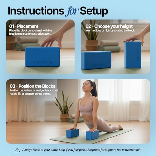 Foam Yoga Blocks 2 Pack | Pilates Block with High Density Foam Blocks | Exercise Blocks foam | Pilates Blocks | Pilates Blocks 2 Pack, Yoga Block Set, Pilates Home Equipment