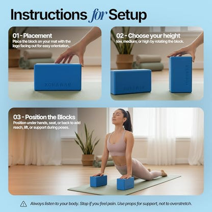 Foam Yoga Blocks 2 Pack | Pilates Block with High Density Foam Blocks | Exercise Blocks foam | Pilates Blocks | Pilates Blocks 2 Pack, Yoga Block Set, Pilates Home Equipment