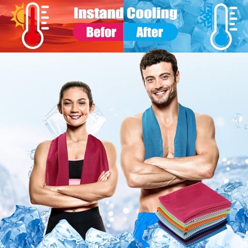 Peryiter 20 Pack Cooling Towels with Silicone Carry Cases Cooling Towels - size: 35 x 12 Inch, style: Round Silicone