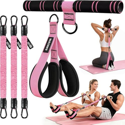 Upgraded Pedal Resistance Band with Handle,3 Tube Adjustable Resistance Bands(35/70/105 lbs),Foot Pedal Resistance Band for Abdomen,Core,Arm,Legs,Body,Resistance Bands for Women & Men