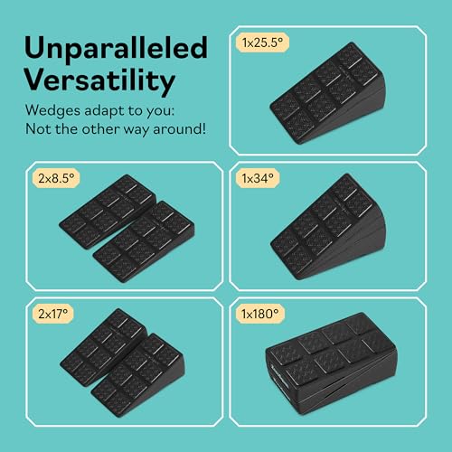 Squat Wedge Block Set of 3/5 - 960 LBS Capacity - Slant Board for Calf Stretching with 5 Stackable Angles - Calf Stretcher Slant Board - Workout Equipment - EPP Material for Exercise Equipment & Physical Therapy - color: Black&Gray