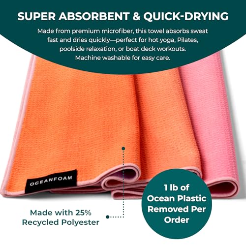 Beach Towel – Lightweight, Absorbent, Quick-Drying, Sand-Resistant, Non-Slip – Ideal for Workouts, Yoga, Pilates, Beach, Pool, Boat & Travel – 25% Recycled – 72"x24" (Sunset) - color: Sunset