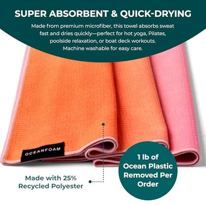 Beach Towel – Lightweight, Absorbent, Quick-Drying, Sand-Resistant, Non-Slip – Ideal for Workouts, Yoga, Pilates, Beach, Pool, Boat & Travel – 25% Recycled – 72"x24" (Sunset) - color: Sunset