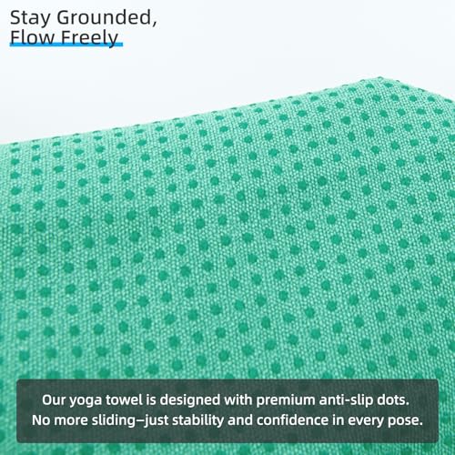 YESLIFE Non-Slip Extra Thick Hot Yoga Towel with One Sweat Towel, Microfiber Sweat Absorbent Yoga Mat Towel with Grip Dot, Pilates Mat, 72" x 24", Light Green - color: Light Green