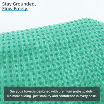 YESLIFE Non-Slip Extra Thick Hot Yoga Towel with One Sweat Towel, Microfiber Sweat Absorbent Yoga Mat Towel with Grip Dot, Pilates Mat, 72" x 24", Light Green - color: Light Green