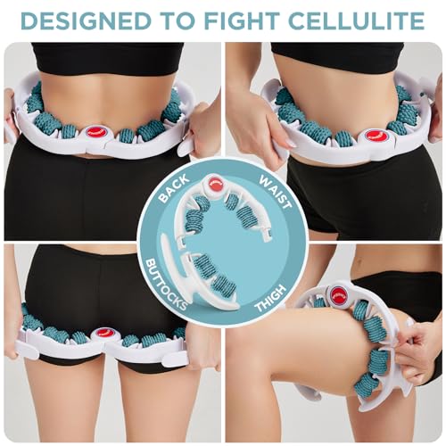 Cellulite Massage Tool, Anti-Cellulite Roller- Lymphatic Drainage Massager - Muscle Roller, Deep Fascia Massage, Dimpled Skin Removal, Legs/Thighs/Buttocks, Smooth Skin (14 Wheel - Green) - color: 14 Wheel -White Green
