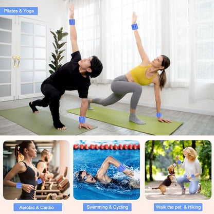 Wrist Weights Set of 2, Wearable Arm & Leg Weights for Women & Men, Adjustable Wrist Ankle Weights for Walking, Yoga, Swimming, Gym, 2lb - color: Blue