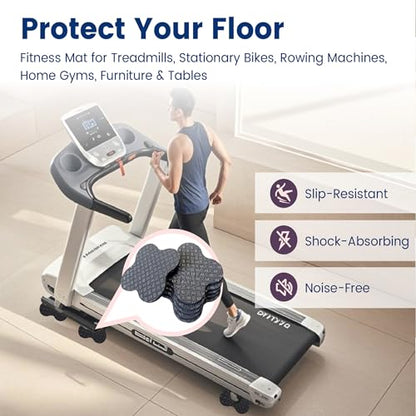Non-Slip Walking Pad Mat, Treadmill Mat Pad for Carpet Hardwood Floors, Anti Vibration Exercise Equipment Mat for Under Treadmill & Exercise Bike Rowing Machine (6, Clover Shape, 4 x 4 x 0.2 inch) - color: Clover Shape