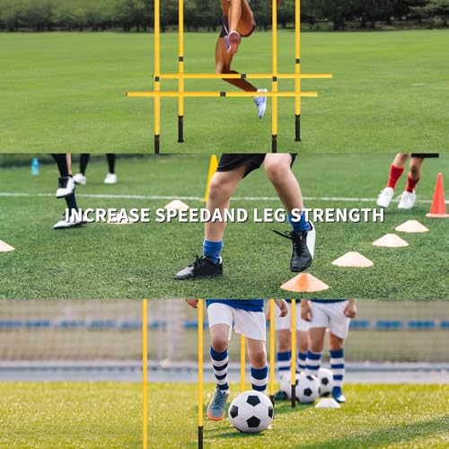 Soccer Agility Training Poles Set: Football Speed Training Equipment with 6Soccer Agility Poles Adjustable Height Hurdles for Basketball Athletes Youth