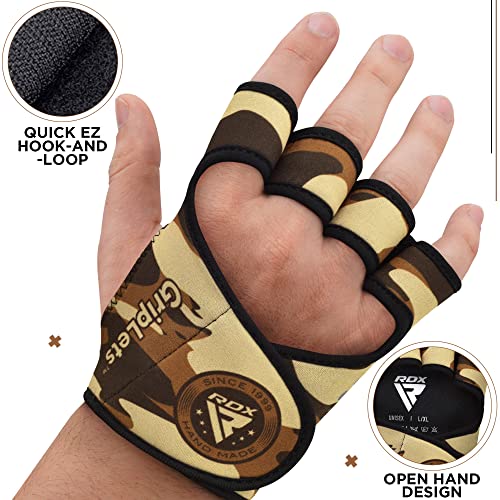 RDX Weight Lifting Gloves Grips, Gym Fitness Workout, Anti Slip Ventilated Open Back Gripper, Strength Training HIIT Exercise Deadlift, Men Women Cycling Rowing Climbing Hanging Pull Ups Gymnastics