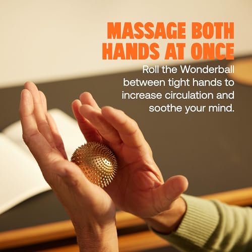 ShaktiMat Wonderball Acupressure Massage Ball, Cast in Brass with Natural Cork Rolling Mat & Stand Included | Activate Trigger Points Like Acupuncture to Relieve Tension and Stress and Help Relax