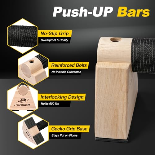 Push Up Bars, Wooden Parallettes Bars 2PCS, Calisthenics Equipment with Non-Slip Base, Perfect Pushup & Calisthenics Bar, Push Up Handles for Floor, and Pushup Handles for Men