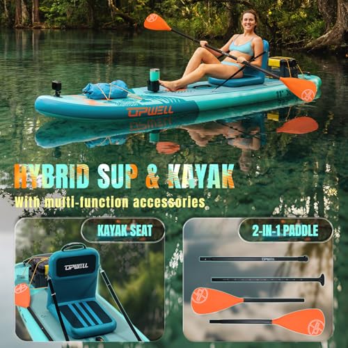 11'×34" Stand Up Paddle Board, SUP Board for Adults & Teens, Inflatable SUP Board with Premium Accessories, 120L Backpack, Paddle, Leash, Hand Pump, Fins
