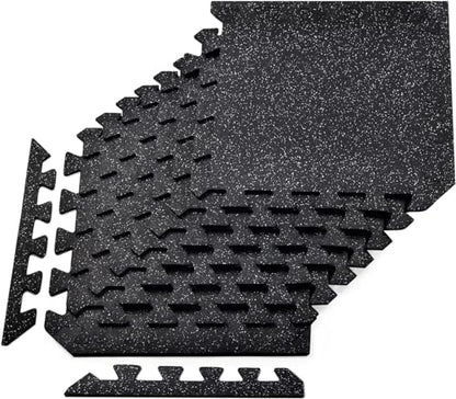 Yes4All Heavy Duty 100% High Density Rubber Floor Tiles Interlocking Mat - 8 Pcs 20 SQFT, Gray