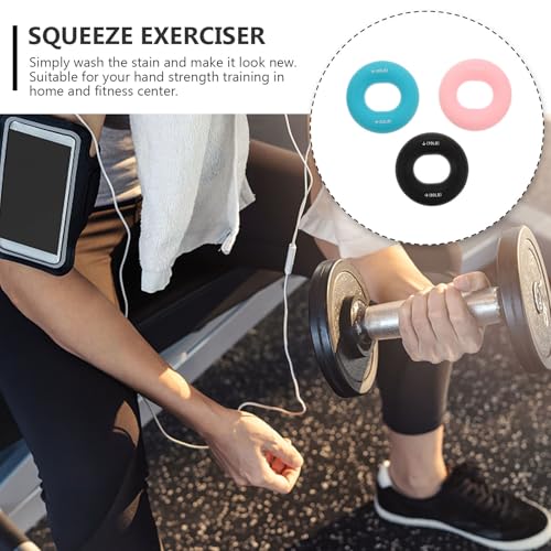 Luxshiny 3pcs Silicone Hand Strengthener Grip Rings, Forearm Exerciser Dual Resistance (20-30lb Pink, 40-50lb Blue, 70-80lb Black) for Finger Training and Rehabilitation at Home Or Gym