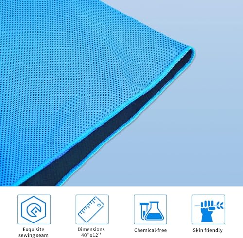 6 Packs Cooling Towel (40"x12"), Soft Breathable Chilly Towel, Ice Towel, Microfiber Towel for Yoga, Sport, Running, Gym, Camping, Fitness, Workout & More Activities