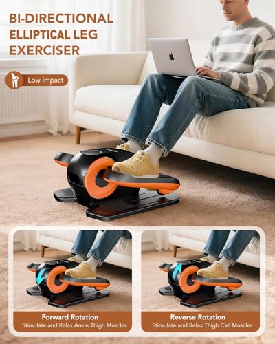 Under Desk Elliptical Machine,Leg Exerciser Electric as Seen on TV for Seniors, 24 Modes Romote Control Home Workout Exercise Equipment