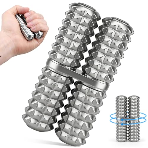 Handheld Fidget Toy, Metal Hand Roller Thumb-Press Massage Style Pain for Adult Relieve Stress Anxiety Tension, Office Travel Classroom, Novelty Gifts for Friends - Sliver - color: Silver