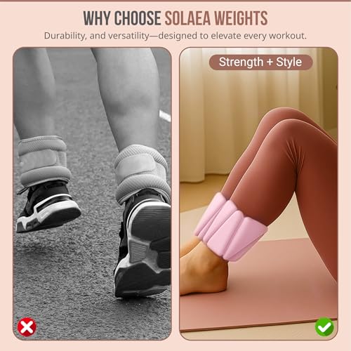 Solaea Adjustable Ankle & Wrist Weights, 4lb Pair for Pilates & Yoga