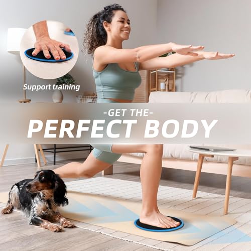 ZILLEEN Exercise Sliders for Working Out Fitness Discs for Pilates Women Men, 2 Pack - color: Blue