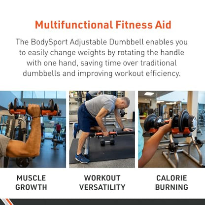 BodySport 40 Pound Adjustable Dumbbells – Includes 12 Free Weights, Ranging from 3 to 40 Pounds, Ideal for Home Gym Workouts and Weight Training