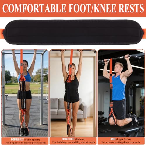 Pull Up Assistance Bands, 375lbs Heavy Duty Pullup Assist Band Set with 5 Resistance Bands, Adjustable Strap, Comfortable Foot/Knee Rest, Handles & Door Anchor for Home Gym Strength Training