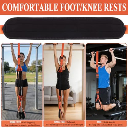 Pull Up Assistance Bands, 375lbs Heavy Duty Pullup Assist Band Set with 5 Resistance Bands, Adjustable Strap, Comfortable Foot/Knee Rest, Handles & Door Anchor for Home Gym Strength Training