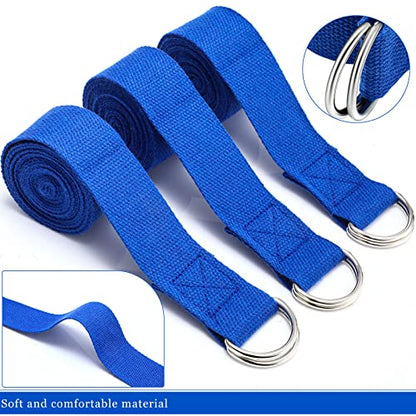 6 Pcs Yoga Strap for Stretching 8 Ft Yoga Exercise Adjustable Straps Bands with Safe Adjustable D Ring Buckle for Pilates Gym Workouts Fitness Improves Sitting Posture