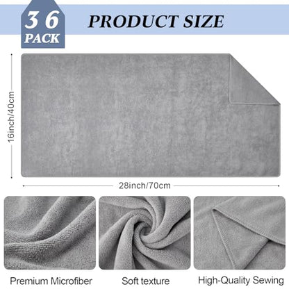 36 Pcs Microfiber Gym Towel 16 x 28 in Bleach Proof Towels Absorbent Soft Sweat Towels Quick Dry Lightweight Towel for Hand Salon Bath Spa Hotel Pool Home Hair Care(Light Grey)