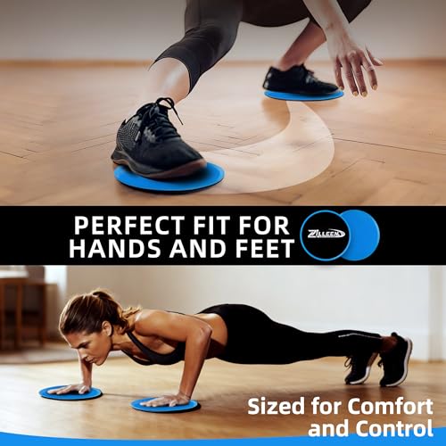ZILLEEN Exercise Sliders for Working Out Fitness Discs for Pilates Women Men, 2 Pack - color: Blue