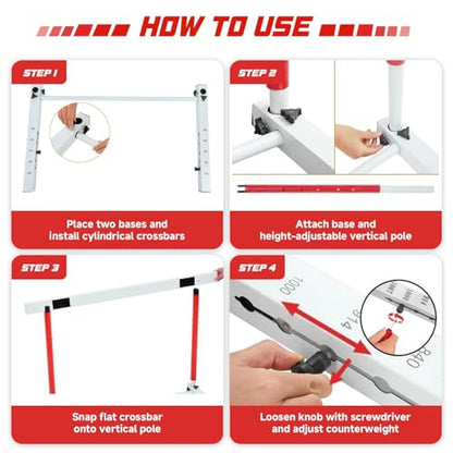Adjustable Track and Field Hurdles Height Sports Training Hurdle with Counterweight Heavy Duty Track and Field Equipment Practice Training from 30 to 42 Inch for Athletes Adults - size: 1 pc