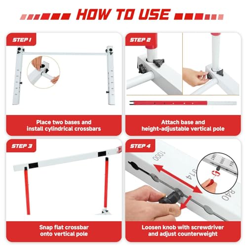 Adjustable Track and Field Hurdles Height Sports Training Hurdle with Counterweight Heavy Duty Track and Field Equipment Practice Training from 30 to 42 Inch for Athletes Adults - size: 2 pcs