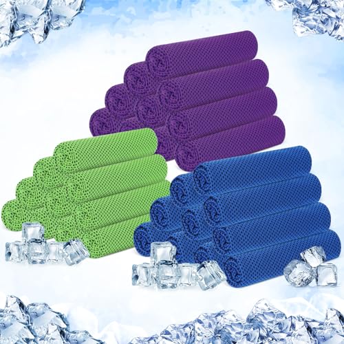 Hosuly 30 Pack Cooling Towels 40"x12" - color: Dark Blue, Light Green, Purple