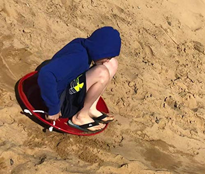 Flexible Flyer Steel Saucer Sled – Classic Red Round Metal Kids Snow Sled with Nylon Rope Handles, Heavy Duty Snow Disc for Children and Adults Ages 5 and Up