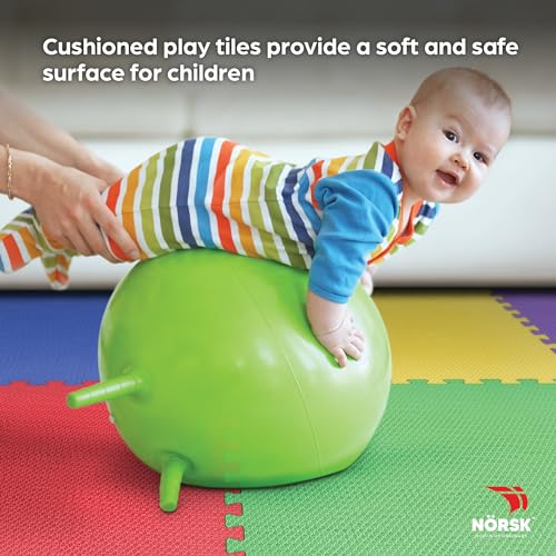 Norsk Kids Puzzle Play Mats Interlocking EVA Foam Floor Tiles Solid Color, 18 Tiles - 72 Sq. Ft., 1/2" Thick, Rainbow Pack