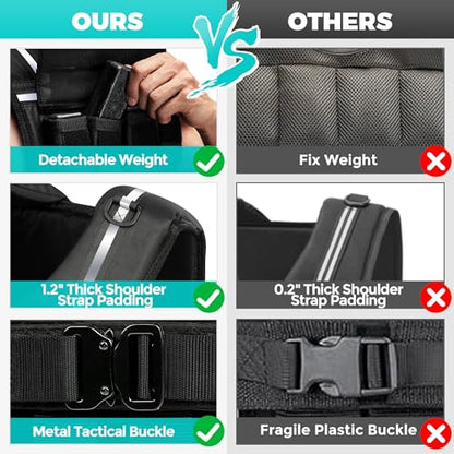 35lb/45lb Weighted Vest Men , Adjustable Rucking Vests for Walking with Reflective Stripe, 1.2" Ultra Thick Shoulder Padding Strength Training Workout Vest for Running GYM Home, Detachable Iron Weights - size: 2-35 LBS
