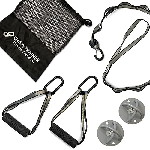Portable Home Gym Multi-functional Basic Fitness Freedom Workout Equipment Comes in Basic, Intermediate, Advanced or Deluxe Sizes and Comes in Black or Silver - color: Silver, size: Advanced Trainer