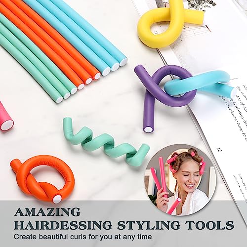 Heatless Hair Curler Set - 30 Flexible Overnight Blowout Rods, Soft Rollers for Long Hair (Small Size) - color: 9.45" (3 Sizes)