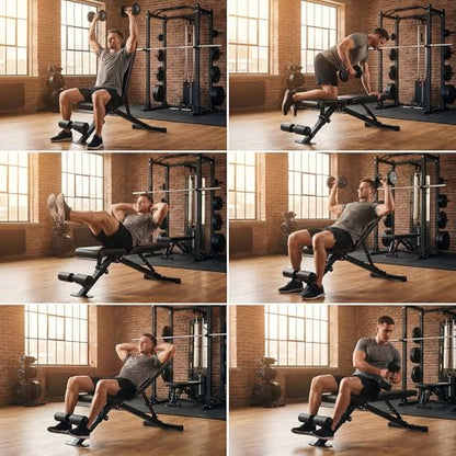 leikefitness Adjustable Weight Bench Foldable Workout Exercise Bench with Automatic Lock for Upright Incline Decline and Flat Full Body Exercise - color: GM5810(BLACK)