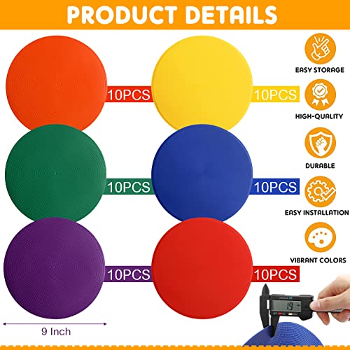 9 Inch Poly Vinyl Spot Markers TPE Floor Spot Dots Non Slip Flat Field Cones Poly Dots Agility Markers for Gym Floor Exercise Dance Speed Agility Training