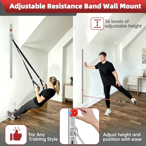 Adjustable Resistance Band Wall Mount System(2PCS),Home Gym Dedicated Resistance Band Wall Anchor, Ideal for Strength Training, Physical Therapy & Rehab Training