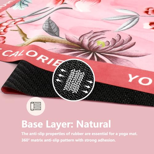 The Ultimate Grip Yoga Mat Towel for Women | Zero-Slip Natural Rubber Backing | 72"x26.7" Absorbent Suede Microfiber Pro-Grade Hot Yoga Towel | 1mm Ultra-Thin & Foldable for Pilates, Travel (Floral)