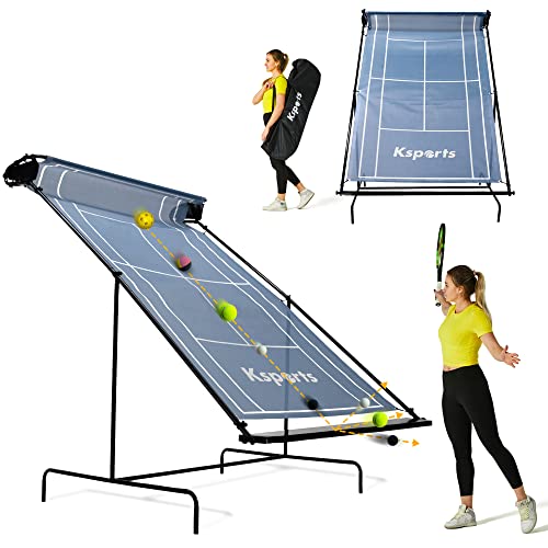 Tennis Rebounder Net – Multi Racket Sports Trainer for Tennis, Pickleball, Padel, Squash & Racquetball – Quick Assembly, Portable with Carry Bag - color: Blue, size: Large